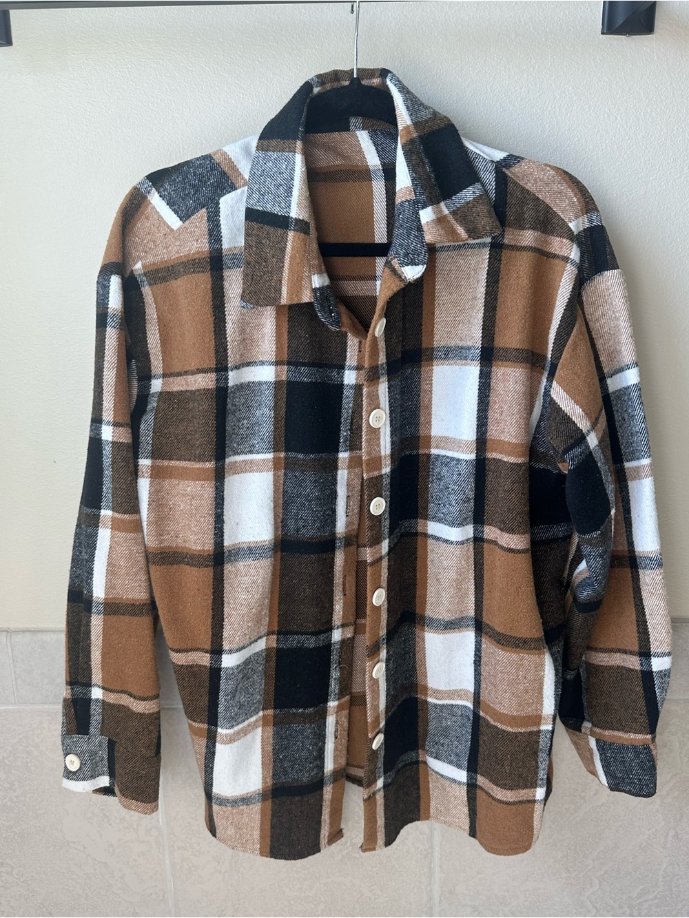 Brown Plaid Button-Up Shirt